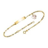 pulsera de identificacion en oro de 14 quilates con trebol