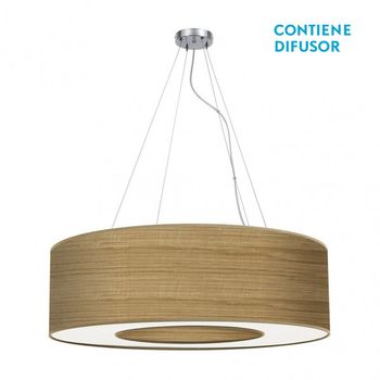 Colgante mediano haiti 4xe27 cromo/madera clara regx65x65 cm