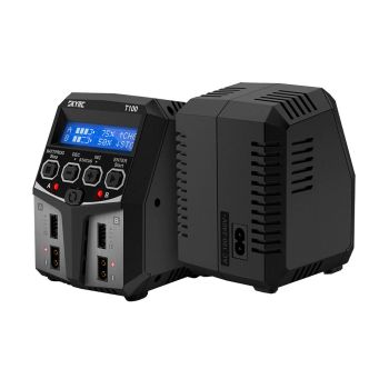 Cargador de Equilibrio SKYRC T100 DUAL 5A 2X50W para Baterías 2-4S LiPo/LiIon/LiFe/LiHV