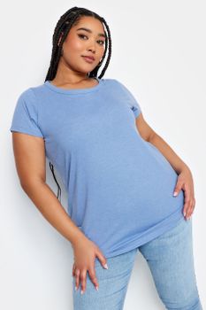 Yours Camiseta Manga Corta Azul Claro, Mujer Curvy Y Tallas Grandes, Yours