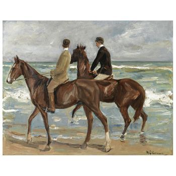 Legendarte - Cuadro Lienzo, Impresión Digital - Dos Caballeros En La Playa - Max Liebermann - Decoración Pared Cm. 50x60