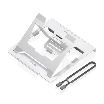 AISENS Soporte de Sobremesa Ajustable para Portatil Tablet con USB C Docking 7 en 1 Gris