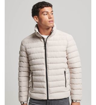 Superdry para hombre. M5011757A Cazadora acolchada estampada Fuji gris (M), Casual, Poliéster Reciclado, Sostenible