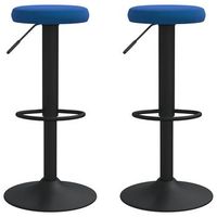 juego de 2 taburetes de bar sillas altas regulables en altura en terciopelo azul y aire negro dec029633