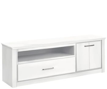 Mueble de tv con 1 cajón y 1 puerta en pino blanco