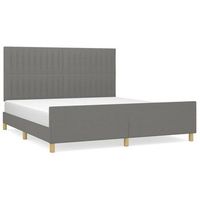 cama doble  cama para adultos  estructura de cama con cabecero tela gris oscuro 160x200 cm