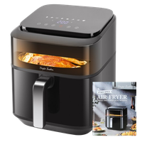 taylor swoden smartheat - freidora de aire de 65l con doble resistencia 8 funciones  ventana de visualizacion y rejilla antiadherente - perfecta para 3-6 personas  libro de recetas incluido sin bpa negra