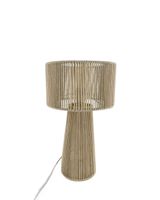 lampara de mesa de papel y tela de color natural de 24cm