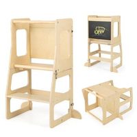 torre de aprendizaje 3 en 1 para ninos taburete plegable pizarra y mesa para ninos a partir de 1 ano torre de pie natural