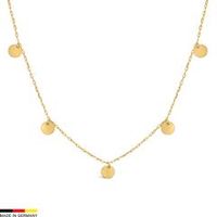 cadena de mujer de oro de 14 quilates con 5 colgantes de plaquitas
