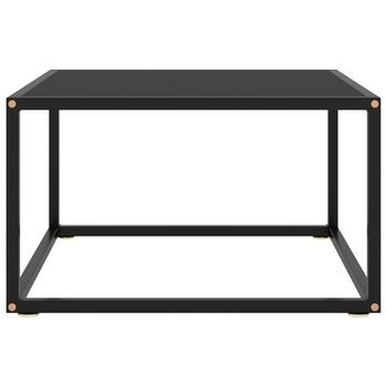 Mesa De Centro，mesa Auxiliar，mesita De Centro Negra Con Vidrio Negro 60x60x35 Cm