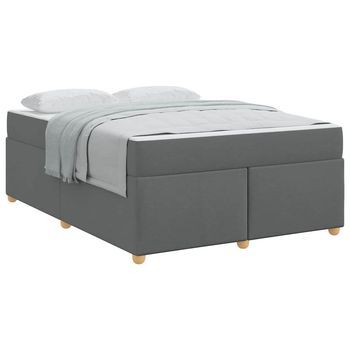 Estructura De Cama Con Colchón Gris Oscuro 140 X 200 Cm Tela