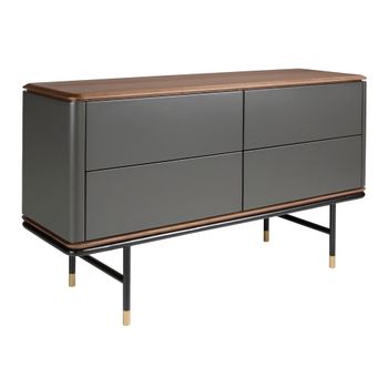 Cómoda moderna de madera gris oscuro y acero