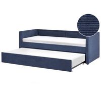 cama con somier de pana azul marino 90 x 200 cm nido tachuelas invitado mimizan