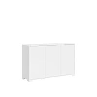 aparador bajo 3 puertas 130x40x83 cm blanco brillante