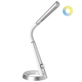 Lámpara Led De Escritorio Para Despacho 3 Modos Cct Regulador Continuo Puerto Usb Pantalla Ajustable Material Sintético Plateado Canopus