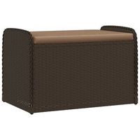 banco de almacenaje y cojin ratan sintetico marron 80x51x52 cm