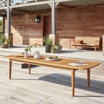 Mesa De Jardín Extensible De Madera Teca Maciza Reciclada 10/12 Pers.