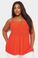 yours top naranja de tirantes con bordados con calados mujer curvy y tallas grandes yours