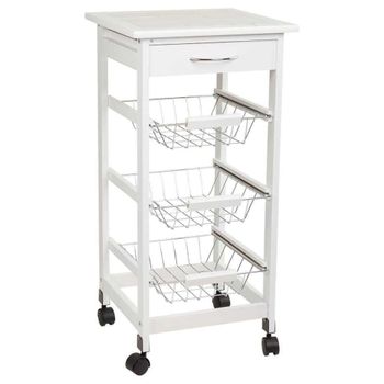 Carro de cocina de madera de pino y dm blanco
