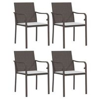 pack 4 uds sillas jardin  silla de exterior  sillon y cojines ratan sintetico marron 56x59x84cm