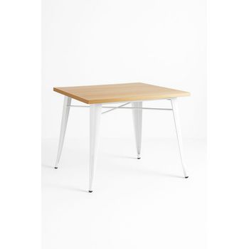 Mesa Torix Cuadrada Madera Natural 70 Cm De Madera 74*67*67 Cm - Blanco