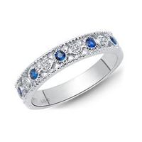 sortija 14 quilates oro blanco diamantes 0030 ct zafiros 0188 ct
