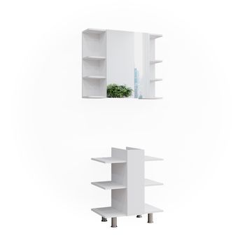Conjunto De Muebles De Baño Fynn 2 Partes, Mueble Lavabo Y Mueble Espejo De Baño Vicco