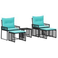 juego de muebles de exterior con cojin 11 piezas  mobiliario de jardin negro y turquesa