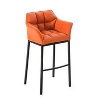 taburete de bar damaso cuero sintetico con base de cuatro patas simil cuero naranja 48x64x110 cm clp