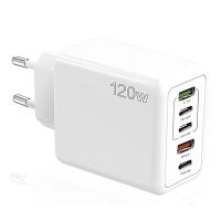 cargador usb pd de 120w 5 puertos 2usb-a  3usb-c pd qc30 adaptador de carga rapida de pared enchufe de ue enchufe de e