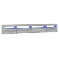 mueble tv  mueble de salon  armario tv con luces led gris sonoma 270x35x40 cm