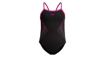 Banador speedo plastisol placement negro rosa ninas