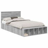 estructura de cama con estante manual gris sonoma 120 x 200 cm vidaxl