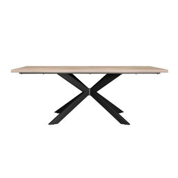 Mesa De Comedor Tapa 36 Mm De Grosor Color Roble Estructura Metalica