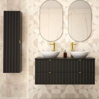 conjunto de muebles con doble lavabo paneles de melamina y mdf negro