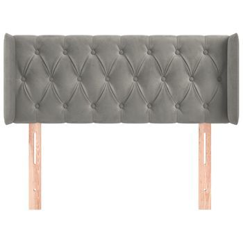 Cabecero Cama Mueble De Dormitorio De Terciopelo Claro 93 X 16 X 78/88 Cm Gris M02_0008179