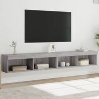 2 uds muebles tv  mueble de salon  armario tv con luces led gris sonoma 100x30x30 cm cfw780375