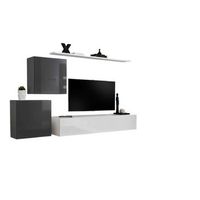 conjunto de muebles de salon switch v diseno color blanco y gris brillante