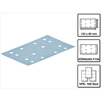 Festool Stf 80x133 Hoja De Lijar P150 Gr/100 Granat - 100 Unidades ( 497121 )
