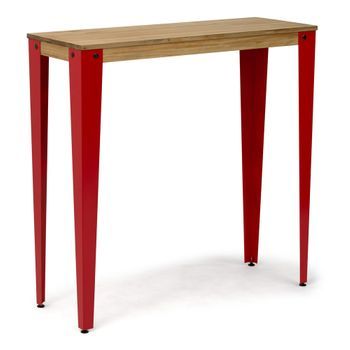 Mesa Lunds Alta 39x70x110cm Roja En Madera Maciza De Pino Acabado Vintage Estilo Industrial Box Furniture