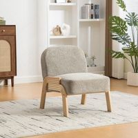 sillon - mueble de salon - chenilla y madera - gris 72x61x78cm