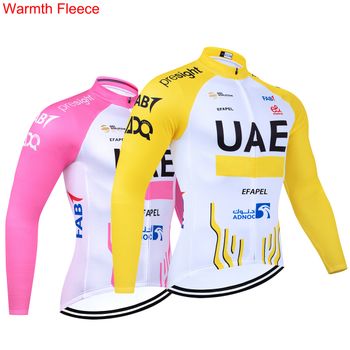 Nuevo Invierno 2025 Emiratos Árabes Unidos chaquetas de Ciclismo amarillas hombres mujeres moda Ropa Ciclismo polar térmico calidez bicicleta Maillot Jersey Ropa