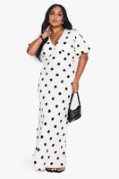 vestido plus maxi de lunares blanco