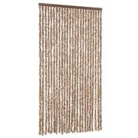 cortina antimoscas chenilla beige y marron oscuro 100x200 cm vidaxl