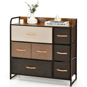 Costway Cajonera con 7 Cajones Organizador Amplio con Cajones Plegables en Tejido Cómoda para Pasillo Vestidor Dormitorio Habitación 80 x 29 x 79 cm