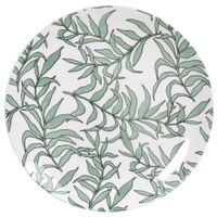 plato plano de porcelana blanca con hojas verde