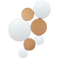 espejo de pared moderno de forma irregular y redonda con ganchos de vidrio y mdf cobrizo y plateado laxou