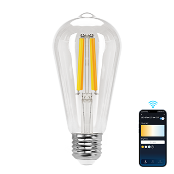 Aigostar Bombillas Alexa E27 Edison Bombillas Inteligentes 6W 850LM WIFI Bombilla Vintage ST64 Bombillas Filamento Regulable 2700K-6500K, compatible con Alexa/Google Home. Transparente 1 pack