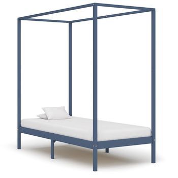 Cama Con Dosel Sin Colchón Madera Maciza Gris 100x200 Cm Vidaxl